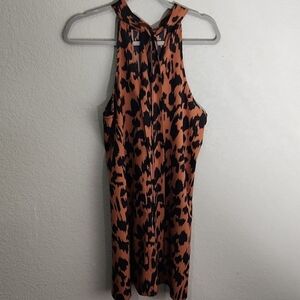 Lepoard Dress Womens Size M Midi V Back Neck Tie Unbranded Light Sleeveless
